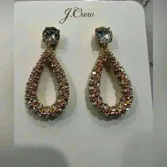 J Crew Faceted Crystal Teardrop Earrings - Picture 2 of 2